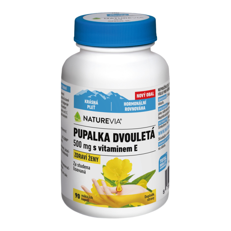 NATUREVIA Pupalka dvouletá 500 mg + Vitamín E 90 kapslí