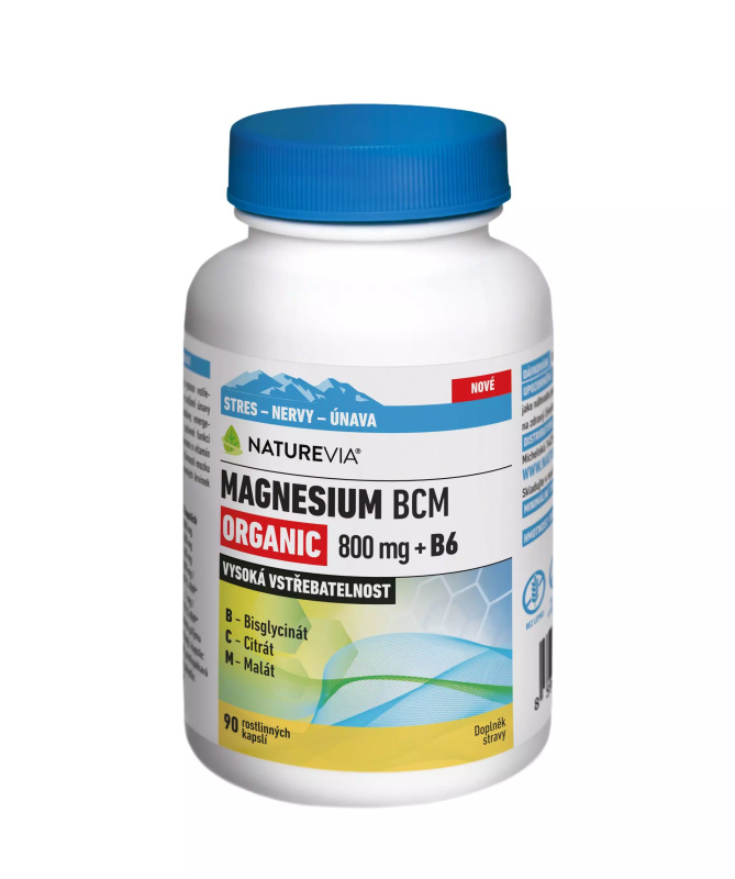 NatureVia Magnesium Organic BCM 800mg +B6 cps.90