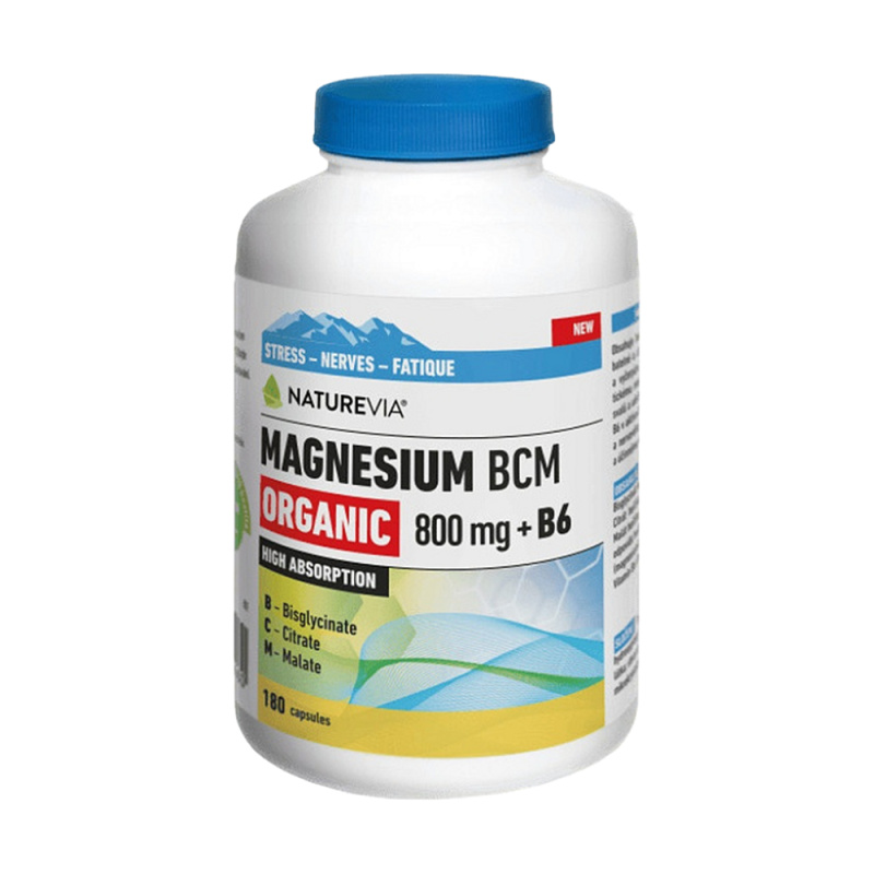 NATUREVIA Magnesium organic BCM 800 mg + B6 180 kapslí