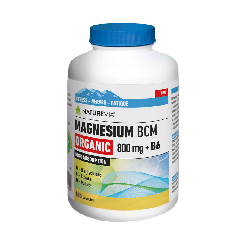 NATUREVIA Magnesium organic BCM 800 mg + B6 180 kapslí