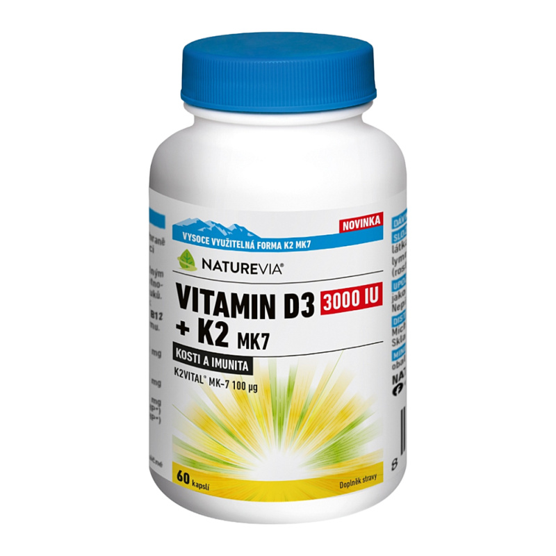 NatureVia Vitamin D3 3000IU + K2 MK7 cps.60