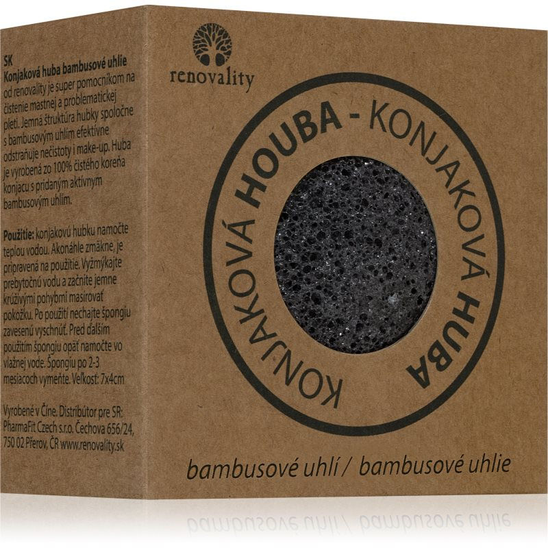 Renovality Konjaková houba bambusové uhlí čisticí houbička pro problematickou pleť 7x4 cm