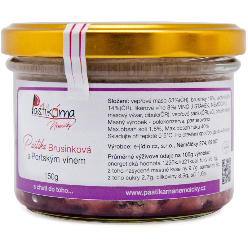 Paštikárna Paštika brusinková s portským vínem