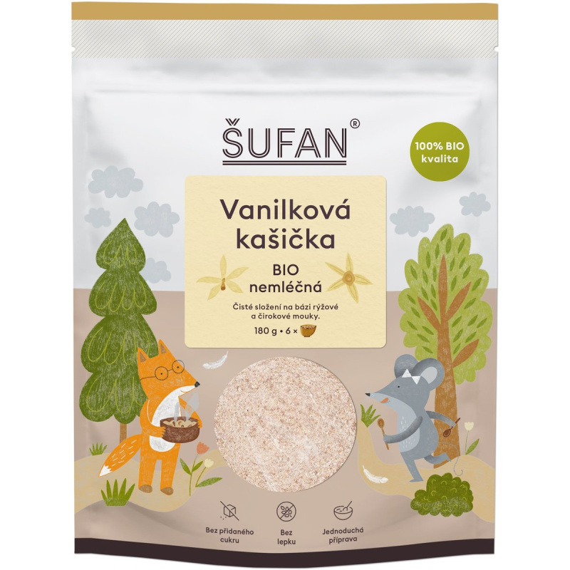 Šufan kašička BIO nemléčná 180 g - vanilka
