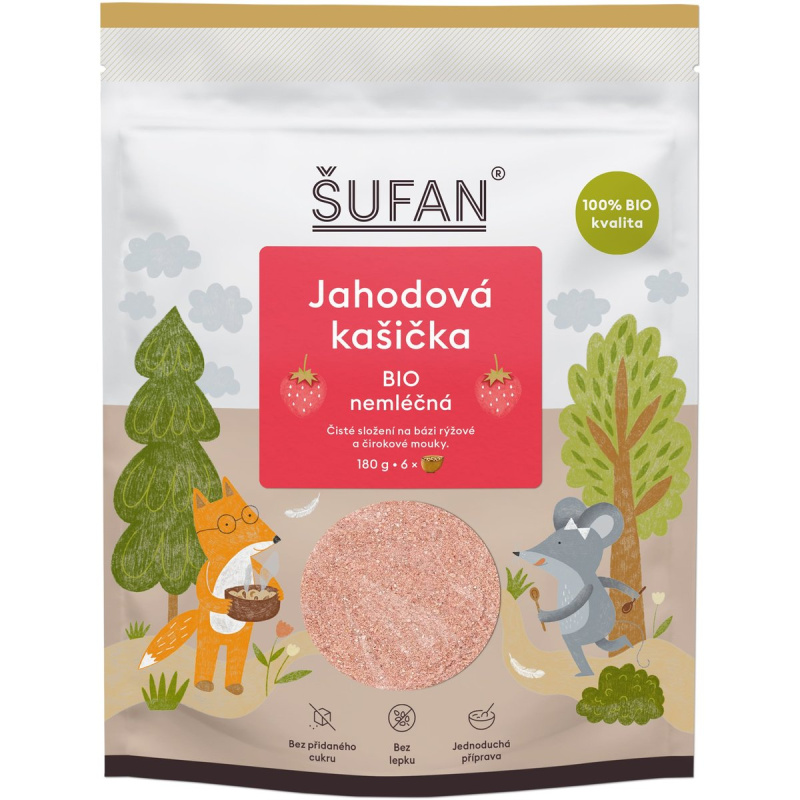 Šufan kašička BIO nemléčná 180 g - jahodová