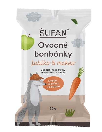 Šufan Ovocné Bonbónky 30 g - jablko a mrkev