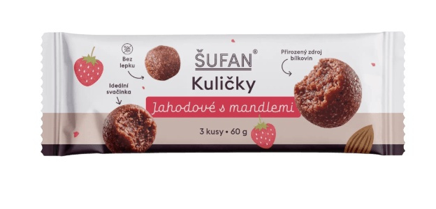 Šufan Kuličky 60 g - jahodové s mandlemi