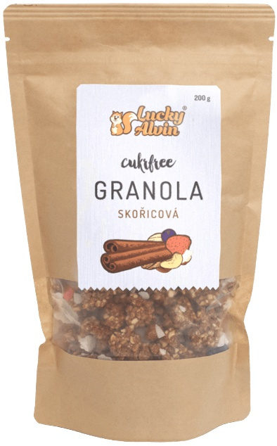 Lucky Alvin Cukrfree skořicová granola 200 g