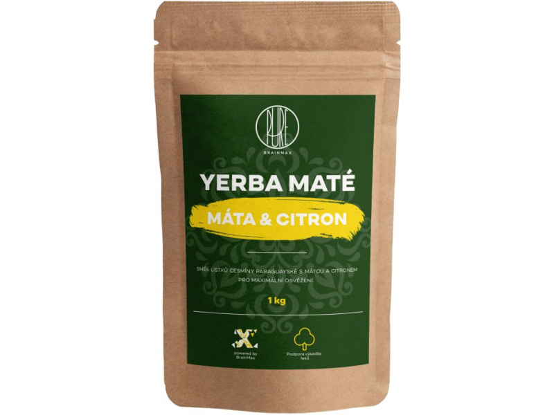 BrainMax Pure Yerba Maté, Máta & Citrón, 1000 g