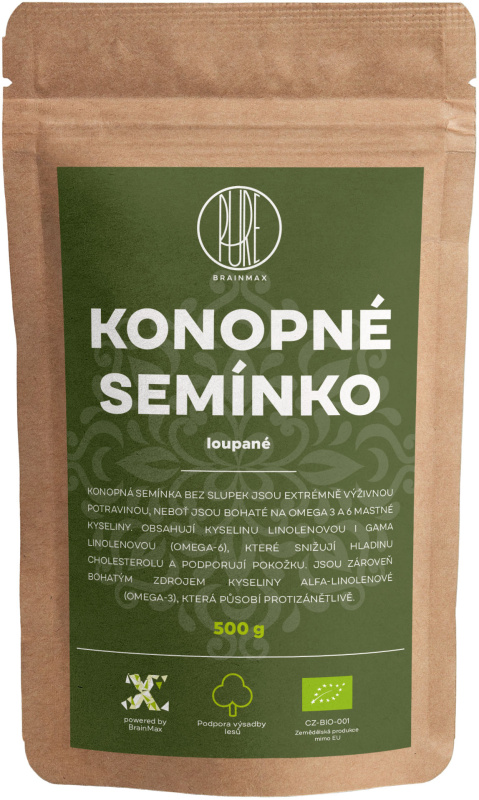 Brainmax Pure Konopné semínko loupané BIO 500g