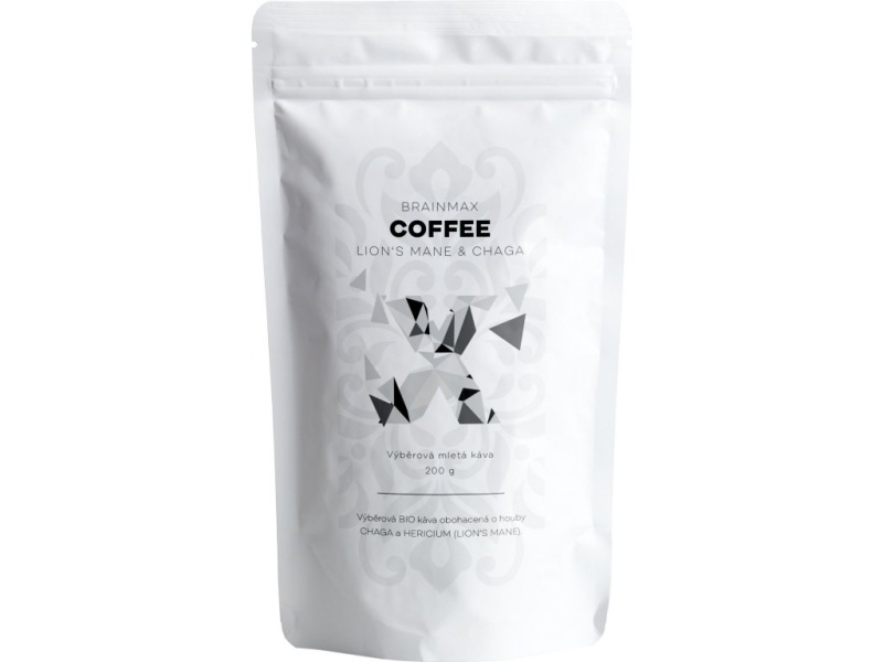 BrainMax Coffee Lion's Mane & Chaga, káva s vitálními houbami, BIO, 200g