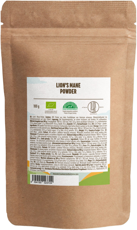Brainmax Pure Lion's Mane (Hericium) prášek BIO 100 g