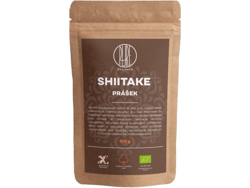 BrainMax Pure Shiitake prášek, BIO 100g