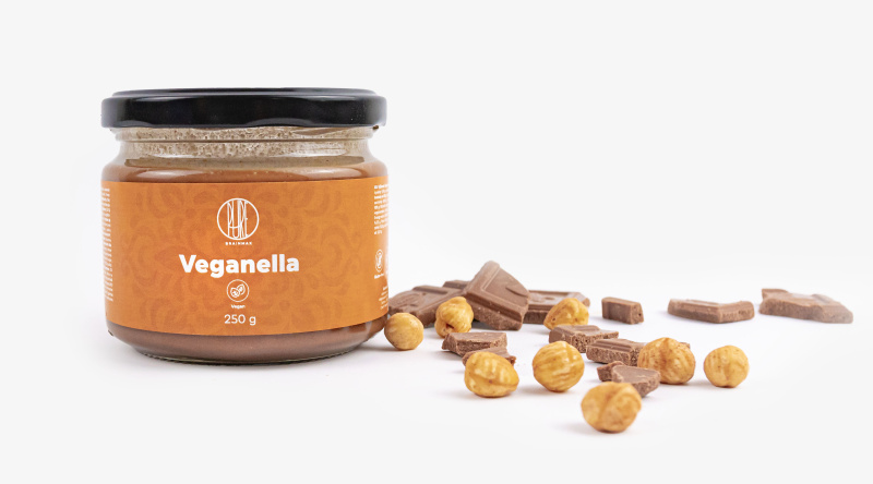 BrainMax Pure Veganella, Lískooříškový krém s mléčnou čokoládou, 250 g