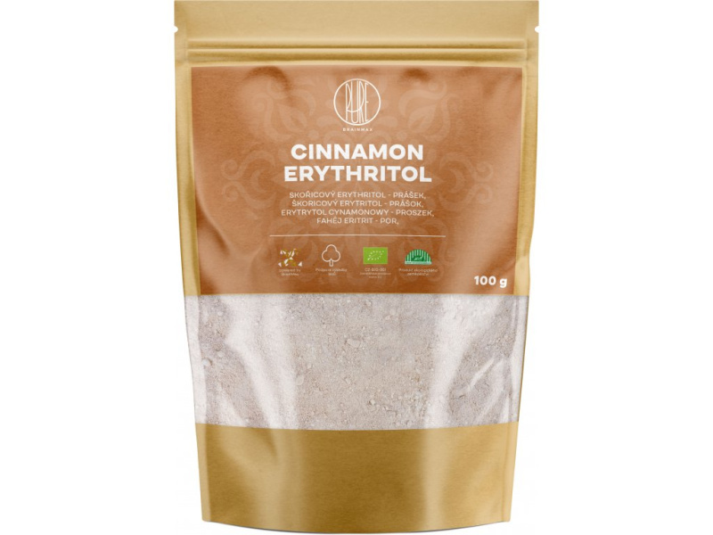 BrainMax Pure Erythritol Skořice moučka BIO, 500 g