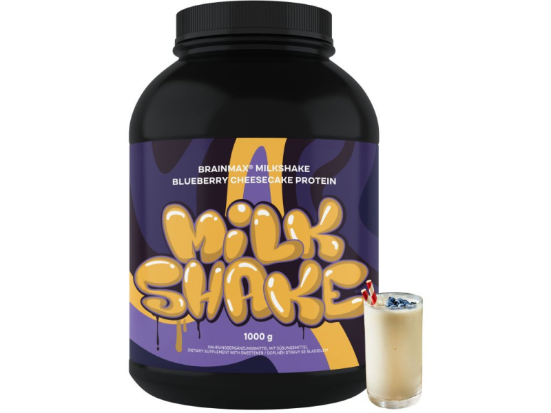 BrainMax Milkshake Whey Protein, 1000 g Příchuť: Borůvkový cheesecake