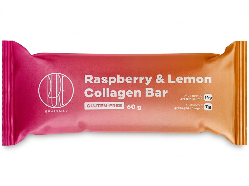 BrainMax Pure Collagen Bar Kolagenová tyčinka 60 g - Malina a citron