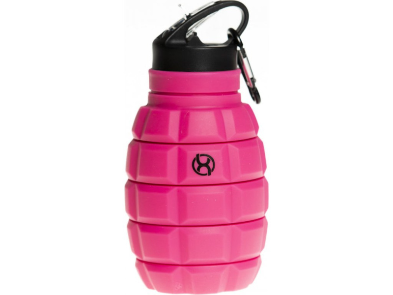 BrainMax Grenade bottle, skládací silikonová lahev na vodu, 580 ml Barva: Růžová