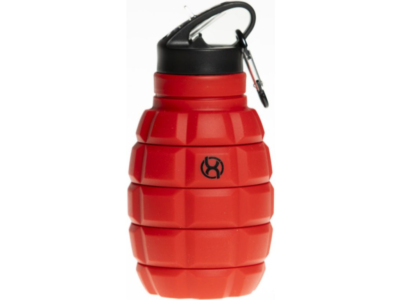 BrainMax Grenade bottle, skládací silikonová lahev na vodu, 580 ml Barva: Červená