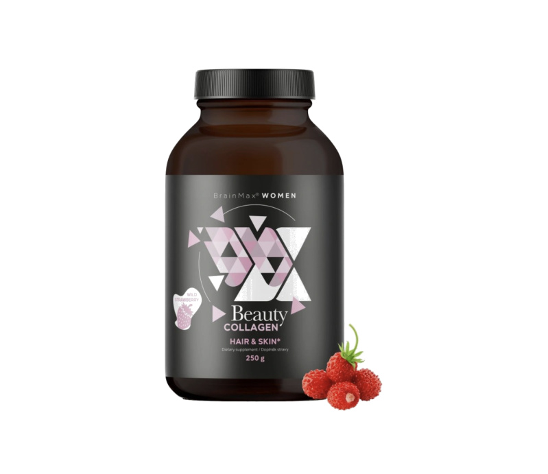 BrainMax Women Beauty Fish Collagen, mořský rybí kolagen Naticol®, 250 g Příchuť: Lesní jahoda