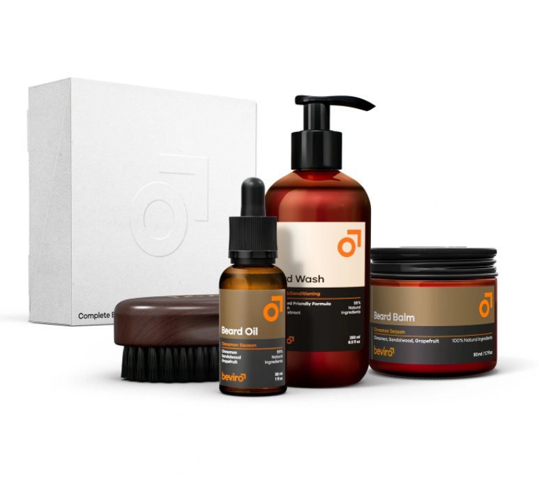Beviro Complete Beard Set - Cinnamon Season - olej, balzám, šampon, kartáč