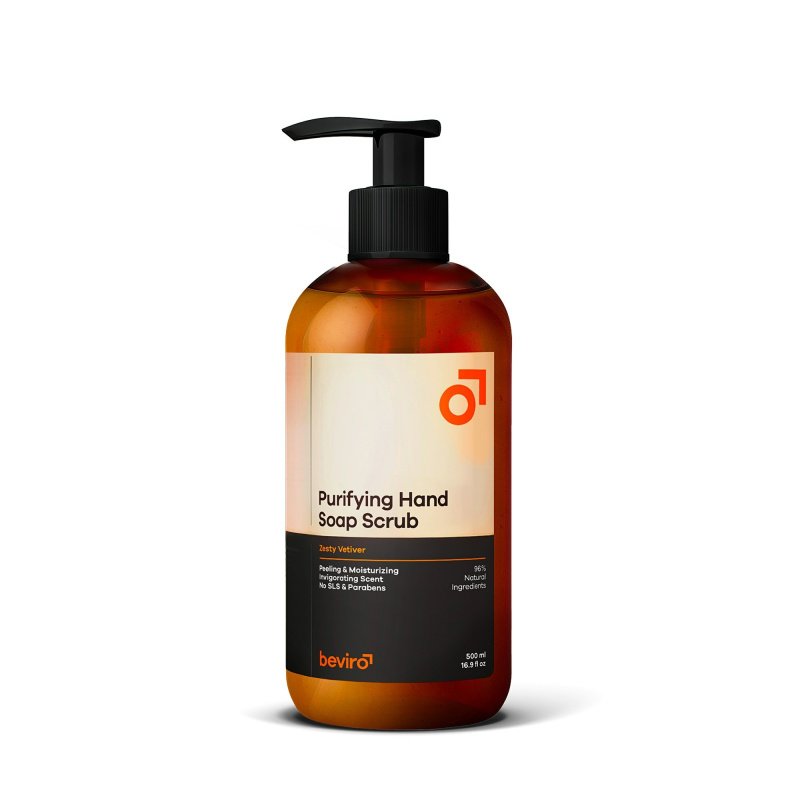 Beviro Purifying Hand Soap Scrub čisticí mýdlo s peelingovým efektem Zesty Vetiver 500 ml