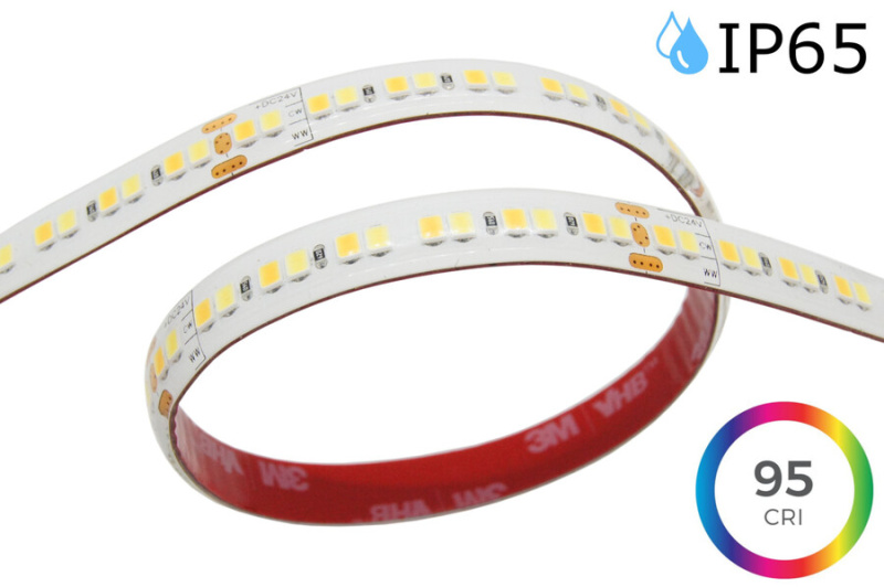 Voděodolný PROFI LED pásek CCT 30W/m, 24V, IP65, 224LED/m, CRI>95, 10mm