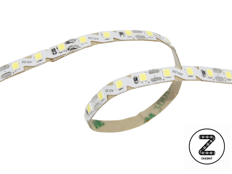 LED pásek OHEBNÝ 6mm 7,2W/m, 12V, IP20, 120LED/m, SMD2835, 6500K
