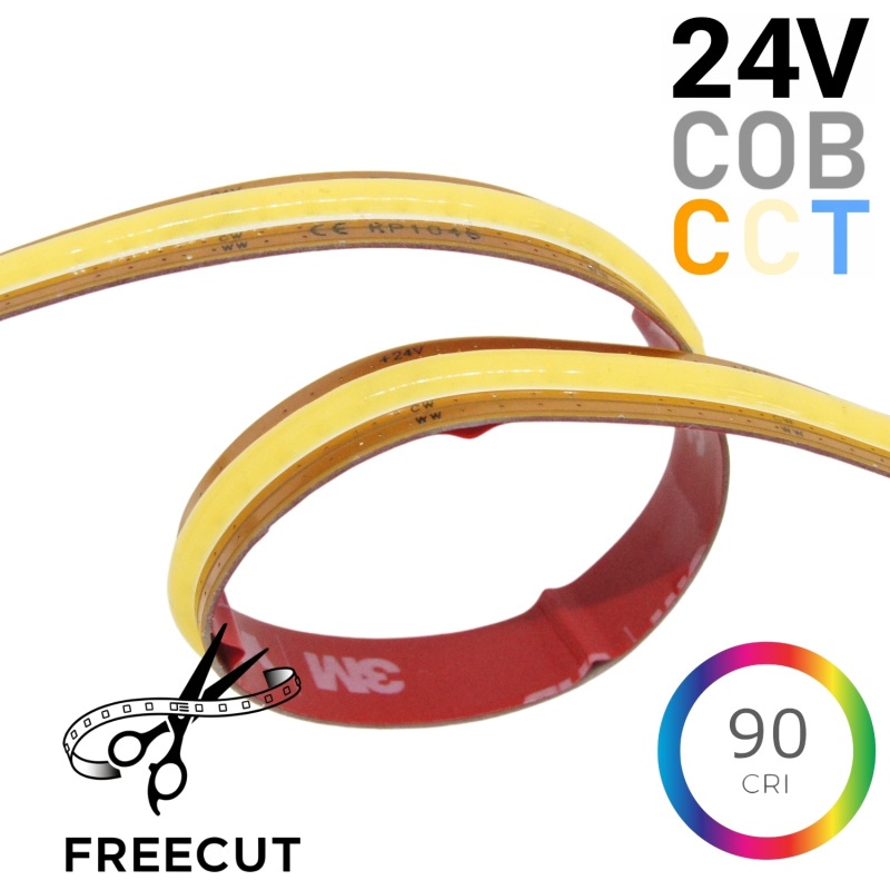 LED pásek CCT FREECUT COB, 1800-4000K, 24V, 15W/m, CRI90, IP20