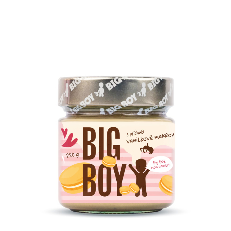 BIG BOY Vanilková makronka - Krém z mandlí a arašídů s příchutí vanilkové macronky 220 g
