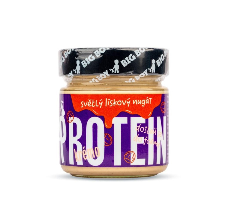 BIG BOY® Protein Kremo white nougat - Světlý proteinový krém se sladidly a lískovými ořechy 220g