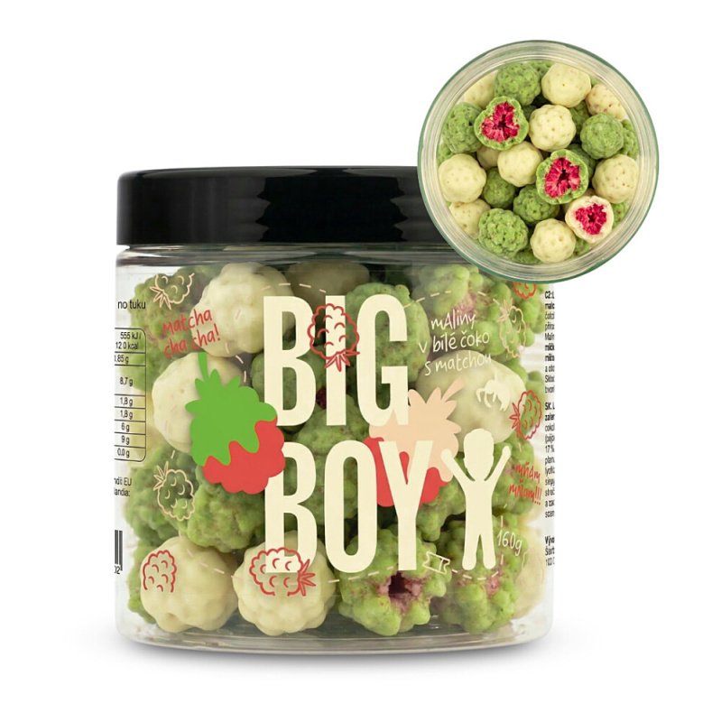 BIG BOY® Maliny v matcha a bílé čokoládě 160 g