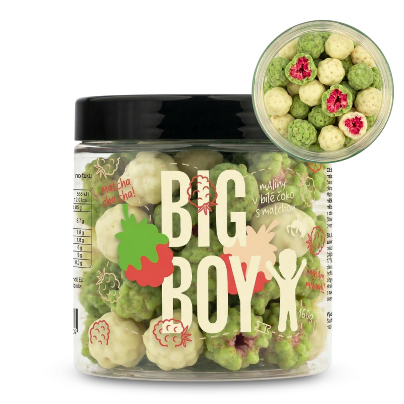 BIG BOY® Maliny v matcha a bílé čokoládě 160 g