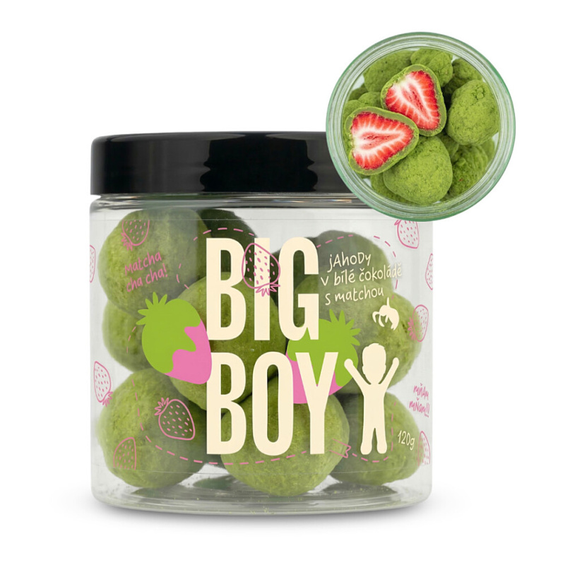 BIG BOY® Jahody v matcha a bílé čokoládě 120 g