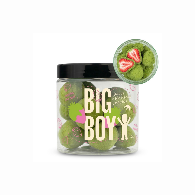 BIG BOY® Jahody v matcha a bílé čokoládě 120 g