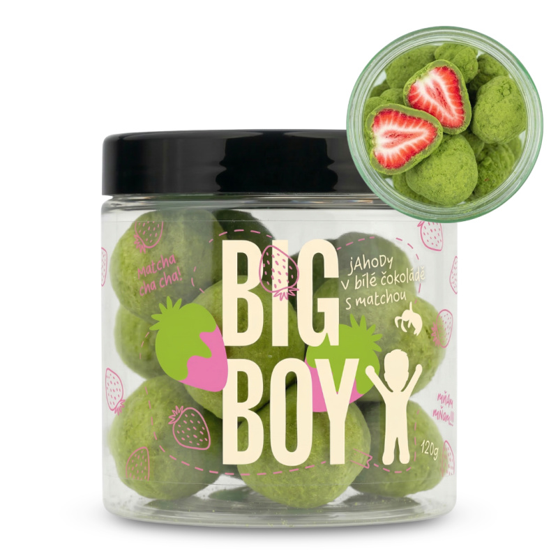 BIG BOY® Jahody v matcha a bílé čokoládě 120 g