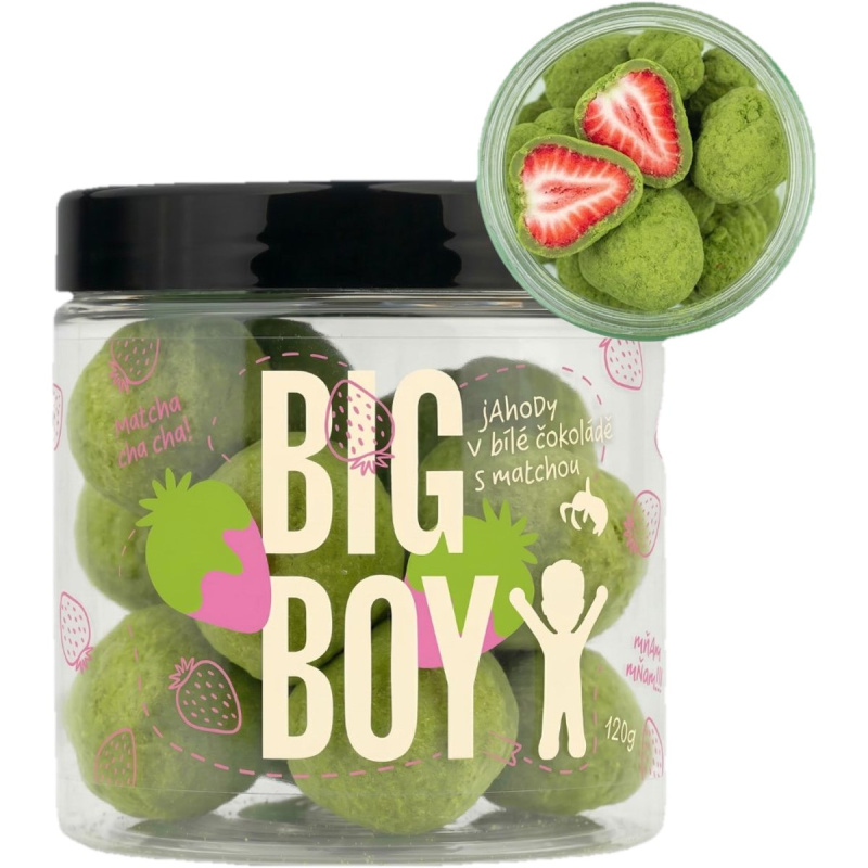 BIG BOY® Jahody v matcha a bílé čokoládě 120 g