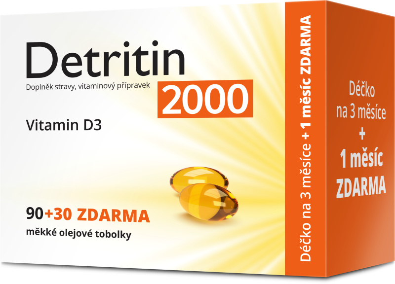 Detritin Vitamin D3 2000 IU 90+30 měkkých tobolek
