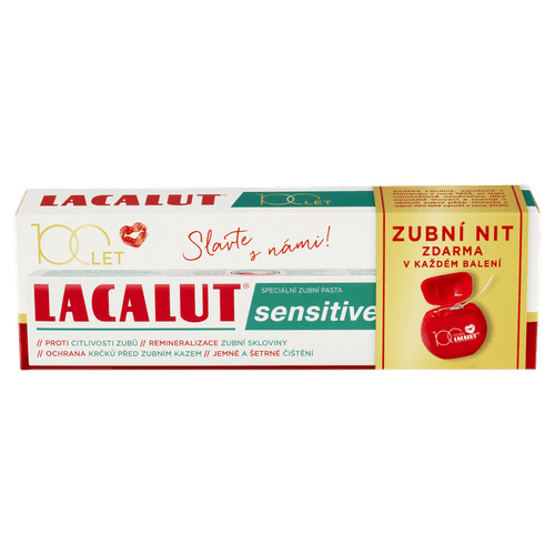 LACALUT Sensitive zubní pasta 75ml+dentální niť 100 let edice