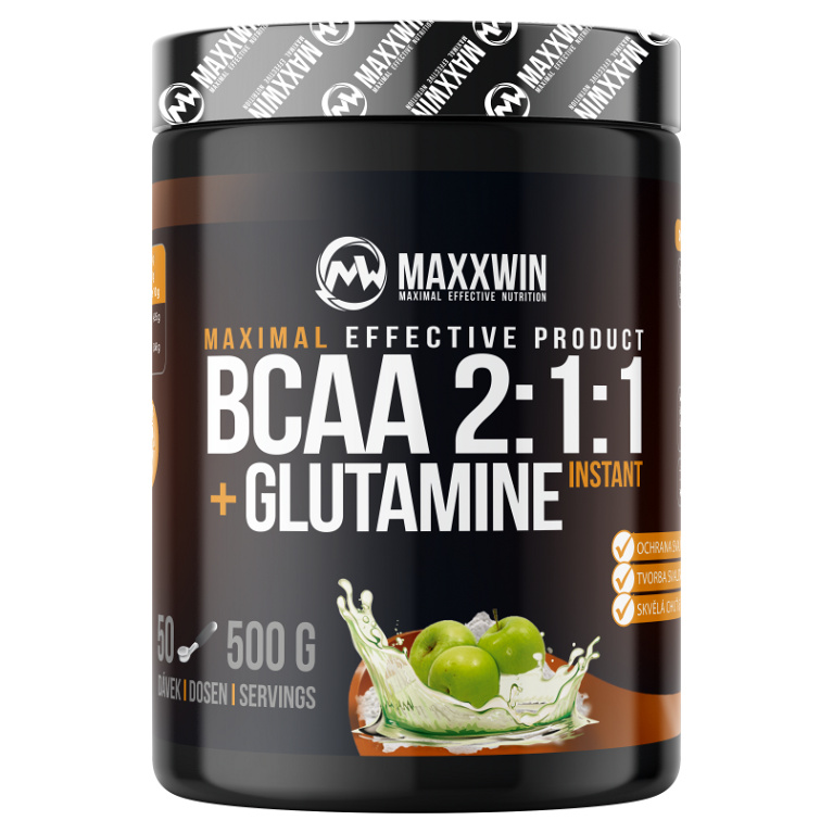 Maxxwin BCAA + GLUTAMINE 500 g - zelené jablko 