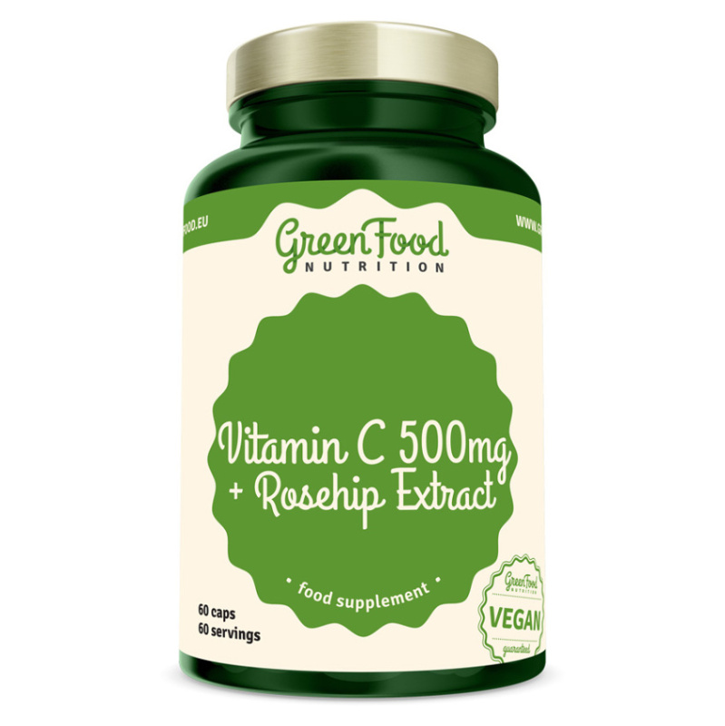 GreenFood Vitamín C + Extrakt ze šípků 500 mg 60 kapslí