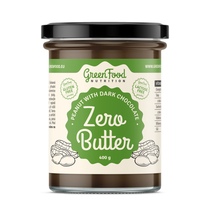 GreenFood Nutrition Zero Butter Arašídový krém s tmavou čokoládou 400g