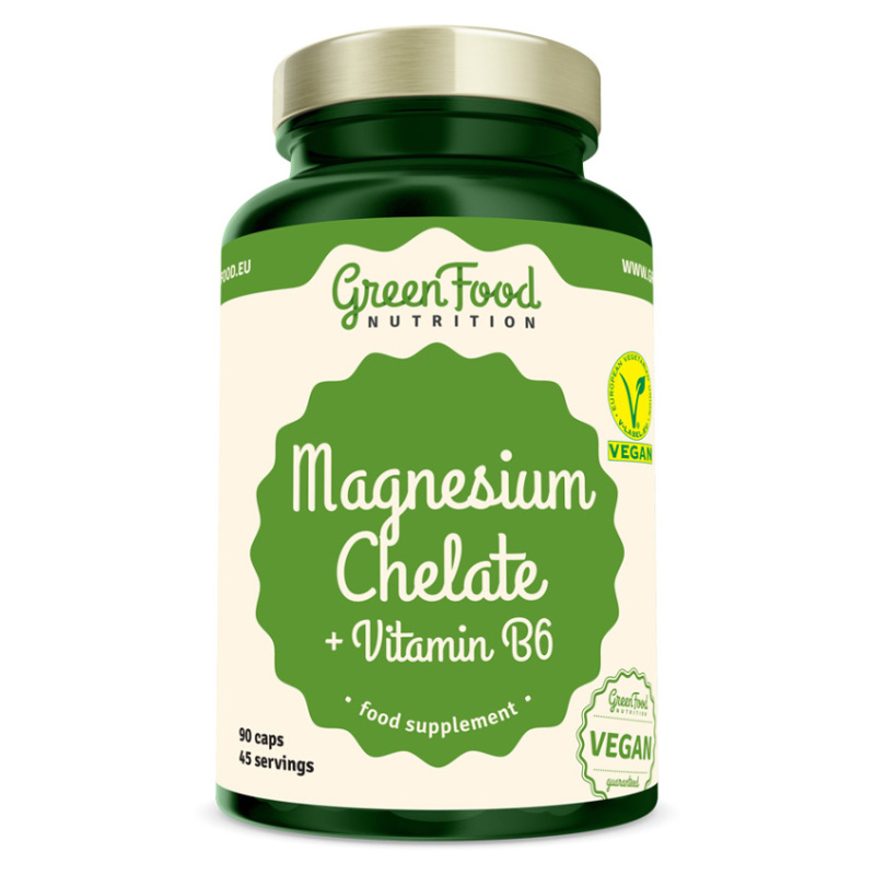 GreenFood Magnesium Chelate + Vitamin B6 90 kapslí