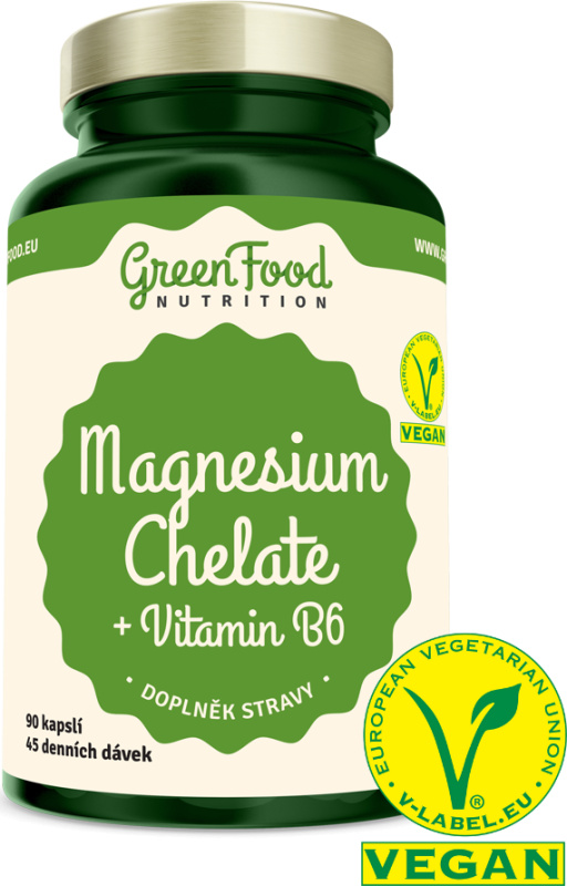 GreenFood Magnesium Chelate + Vitamin B6 90 kapslí
