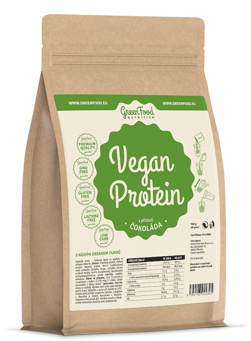 Greenfood Vegan protein 750g - čokoláda