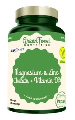 GreenFood Hořčík a Zinek Chelát + Vitamín D3 90 kapslí
