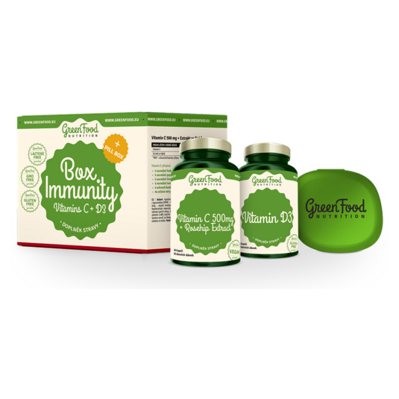 GreenFood Box Immunity Vitamín C a D3 + pillbox 60 + 60 kapslí