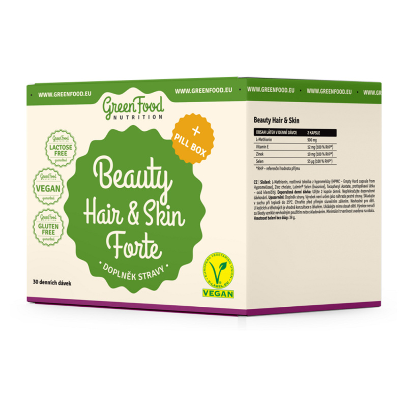 GreenFood Nutrition Beauty Hair & Skin Forte + Pillbox