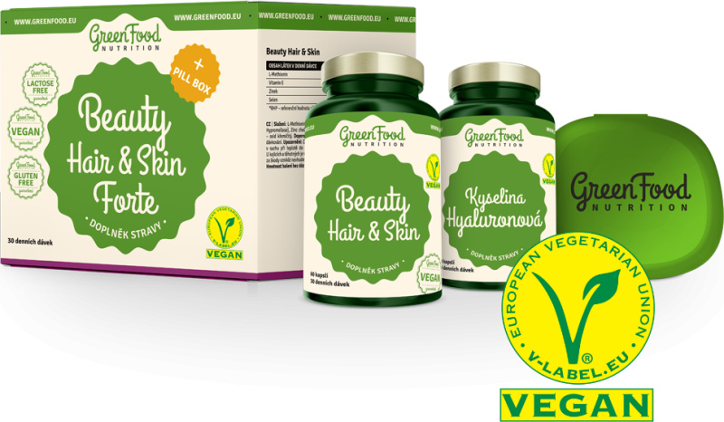 GreenFood Nutrition Beauty Hair & Skin Forte + Pillbox