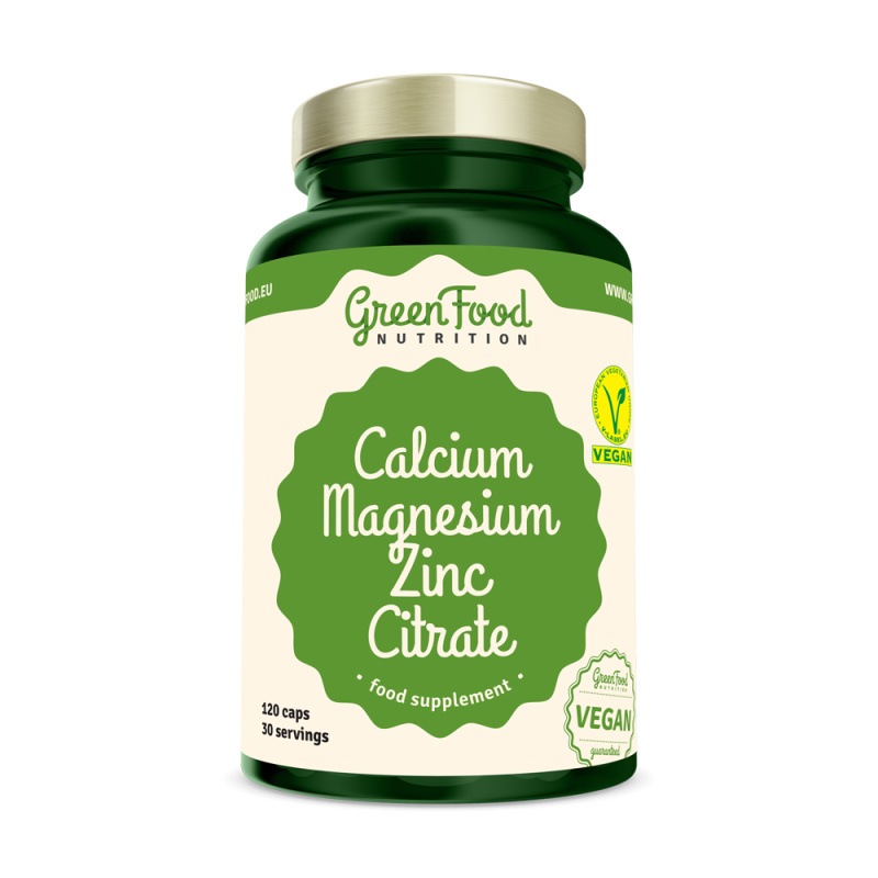 GreenFood Vápník Hořčík Zinek citrát 120 kapslí
